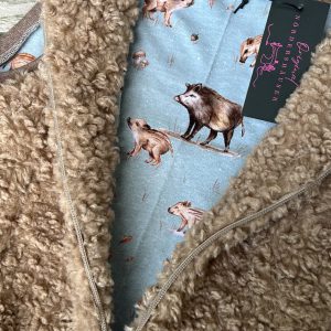 Handgenähte Teddyjacke «Keiler» aus braunem Teddyfell mit Wildschwein-Futter